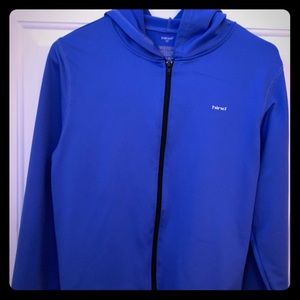 Blue Hooded Hind Jacket